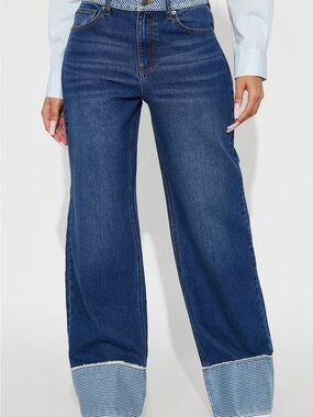 Brand New - Social Hour Cuffed Wide Leg Jeans - Women (zipper defect)